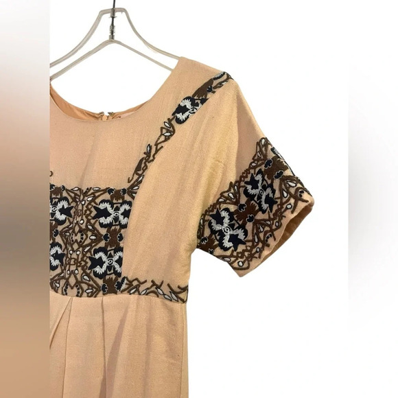 Anthropologie Korovilas Yulia Creamy Thick Knit Embroidered Mini Dress Sz 4 - Picture 2 of 10